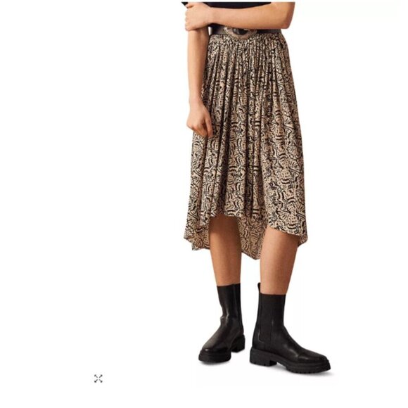Ba&sh Festival Flowy A-line Lenny Pleated High Low Midi Skirt Size Large US 8 - Picture 1 of 2